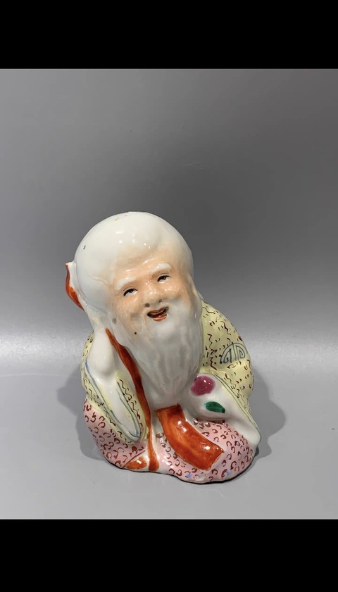 古玩陶瓷壽星粉彩塑像真品鑒賞圖