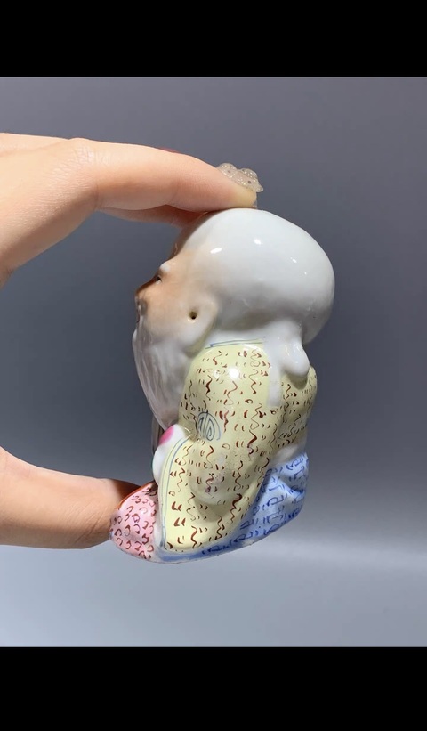 古玩陶瓷壽星粉彩塑像真品鑒賞圖