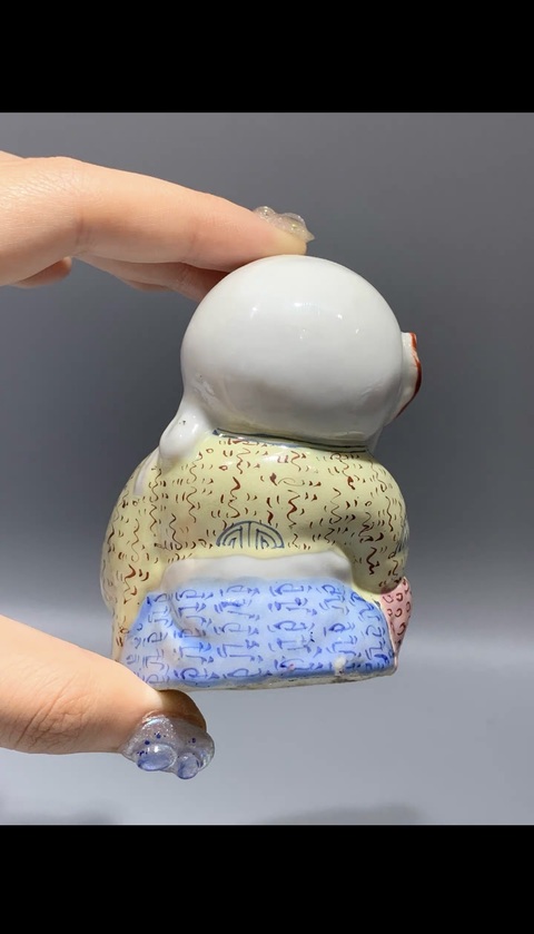 古玩陶瓷壽星粉彩塑像真品鑒賞圖