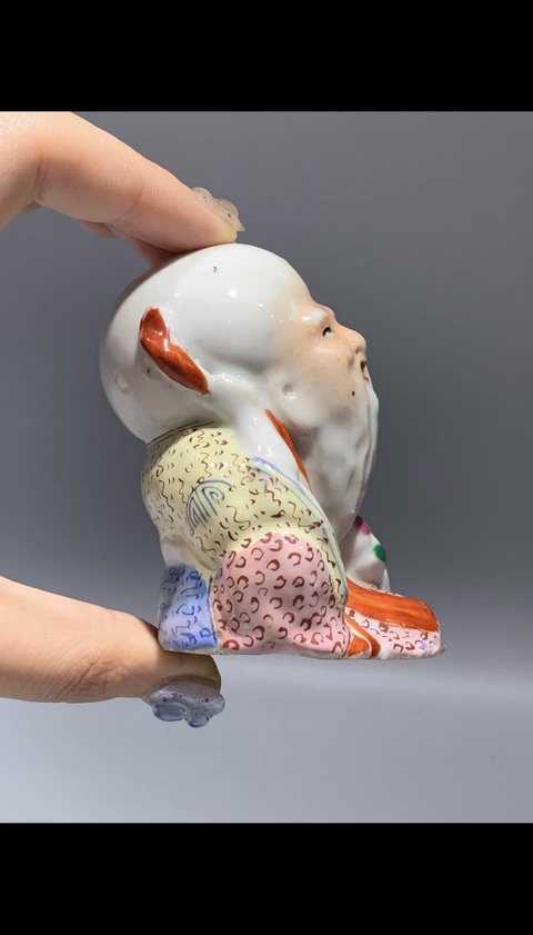 古玩陶瓷壽星粉彩塑像真品鑒賞圖