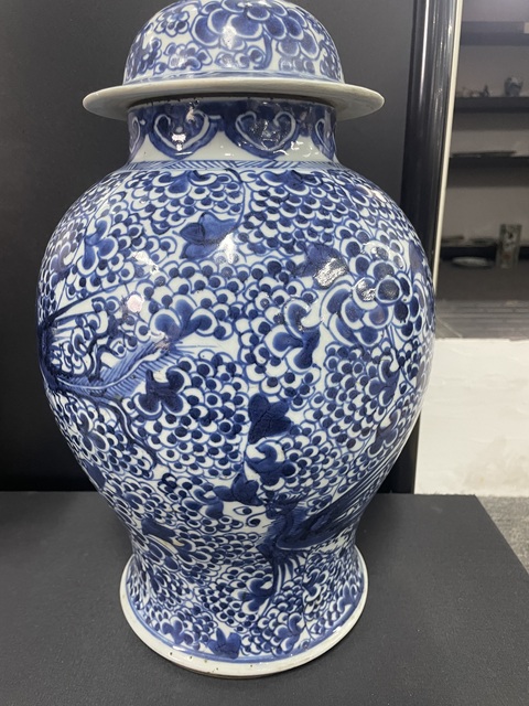 古玩陶瓷鳳穿牡丹將軍罐真品鑒賞圖