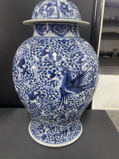 古玩陶瓷鳳穿牡丹將軍罐真品鑒賞圖