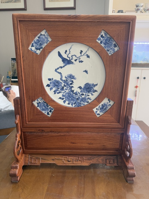古玩陶瓷花鳥紋青花瓷板畫真品鑒賞圖