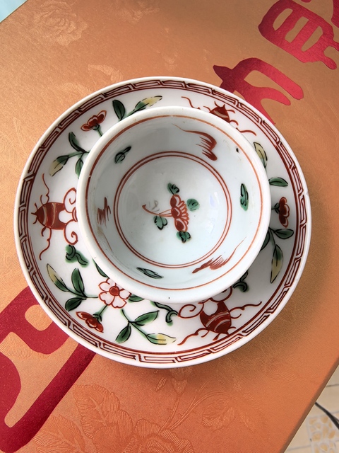 古玩陶瓷五彩杯盤真品鑒賞圖