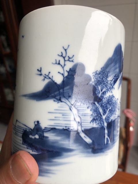 古玩陶瓷青花筆筒真品鑒賞圖