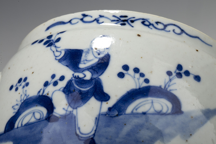 古玩陶瓷清晚·青花人物故事紋粥罐真品鑒賞圖