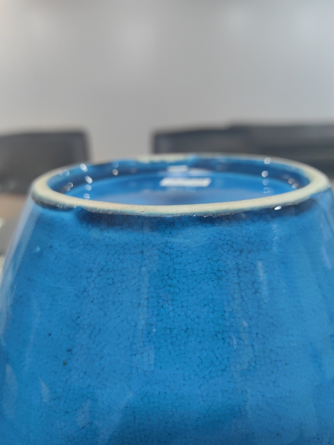 古玩陶瓷孔雀蘭釉罐真品鑒賞圖