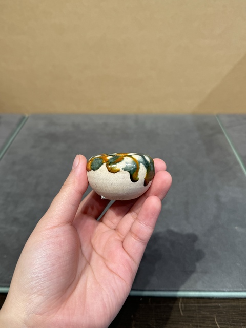 古玩陶瓷唐三彩掛藍水盂真品鑒賞圖