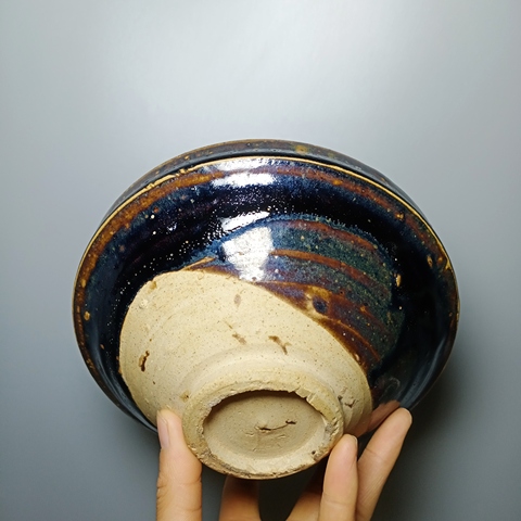 古玩陶瓷元代·磁州窯黑釉鐵銹斑碗真品鑒賞圖