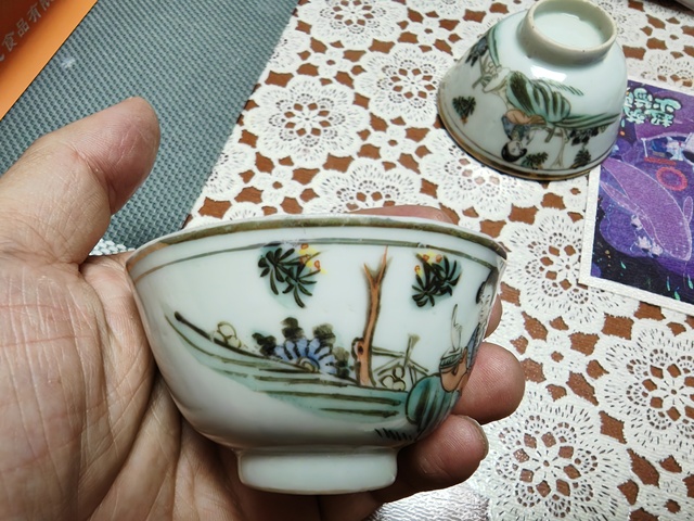 古玩陶瓷油粉彩仕女人物杯真品鑒賞圖