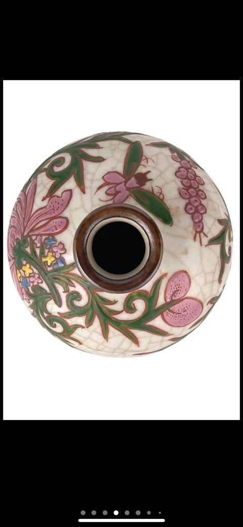古玩陶瓷哥釉粉彩花卉紋梅瓶真品鑒賞圖