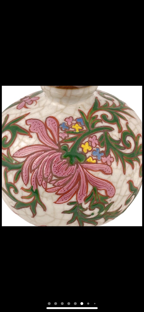 古玩陶瓷哥釉粉彩花卉紋梅瓶真品鑒賞圖
