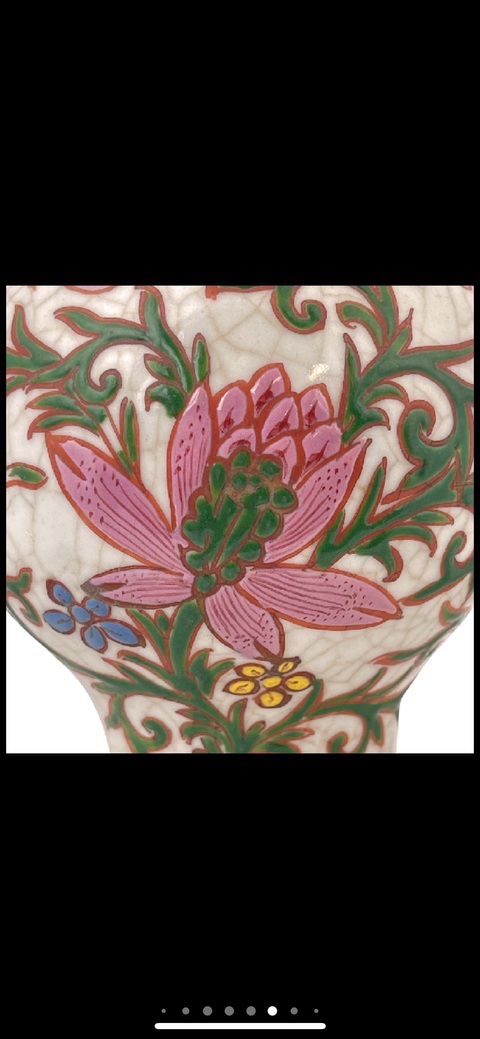 古玩陶瓷哥釉粉彩花卉紋梅瓶真品鑒賞圖