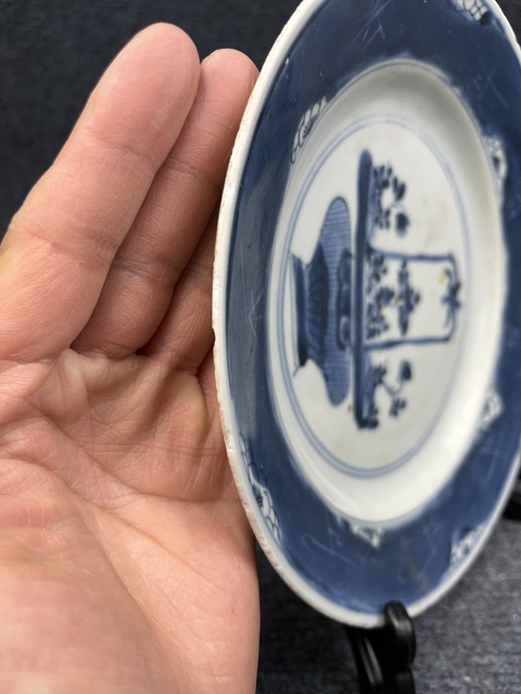 古玩陶瓷清康熙·青花提蘭花卉紋盤拍賣，當前價格500元