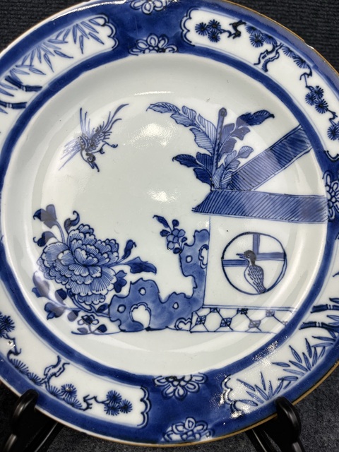古玩陶瓷清康熙·青花開窗鳳求凰故事紋折沿盤拍賣，當(dāng)前價(jià)格999元