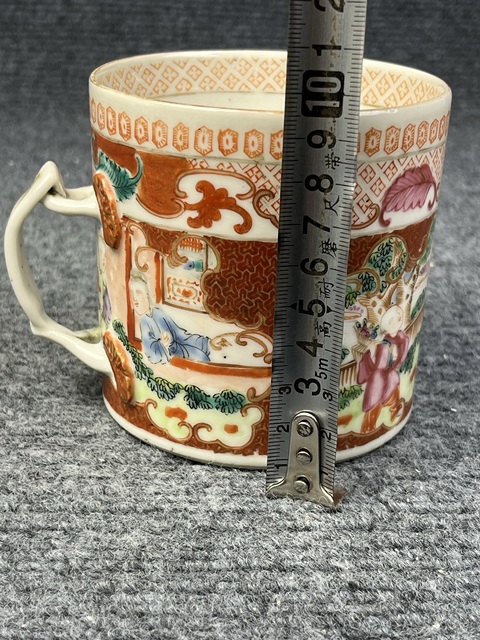 古玩陶瓷乾隆廣彩庭院人物紋馬克杯拍賣,當前價格3588元