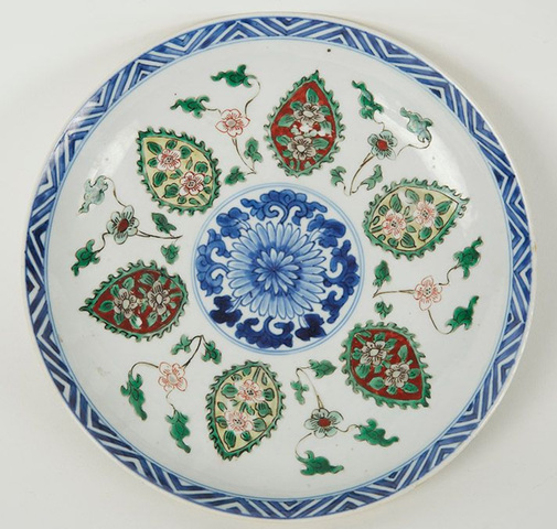 古玩陶瓷青花五彩盤真品鑒賞圖