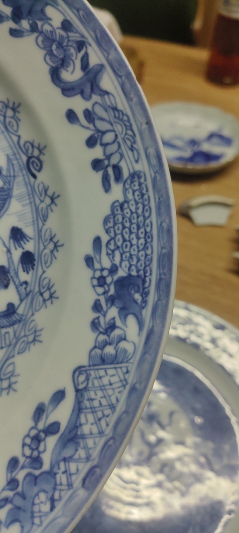 古玩陶瓷青花山水樓閣盤真品鑒賞圖