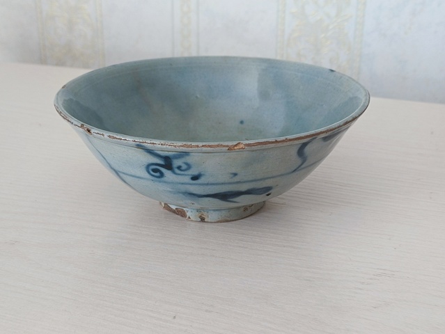 古玩陶瓷清雍乾.如意靈芝紋青花碗拍賣，當前價格108元
