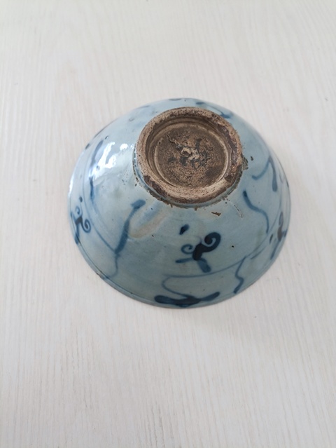 古玩陶瓷清雍乾.如意靈芝紋青花碗拍賣，當前價格108元