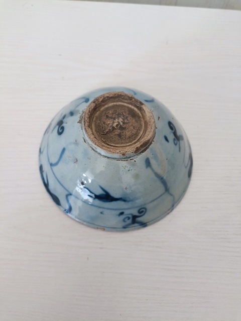 古玩陶瓷清雍乾.如意靈芝紋青花碗拍賣，當前價格108元