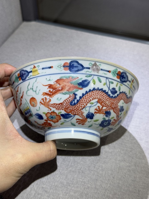 古玩陶瓷清道光 五彩龍鳳碗碗真品鑒賞圖