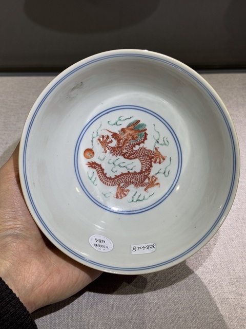 古玩陶瓷清道光 五彩龍鳳碗碗真品鑒賞圖