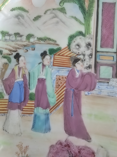 古玩陶瓷廣彩人物花口盤真品鑒賞圖