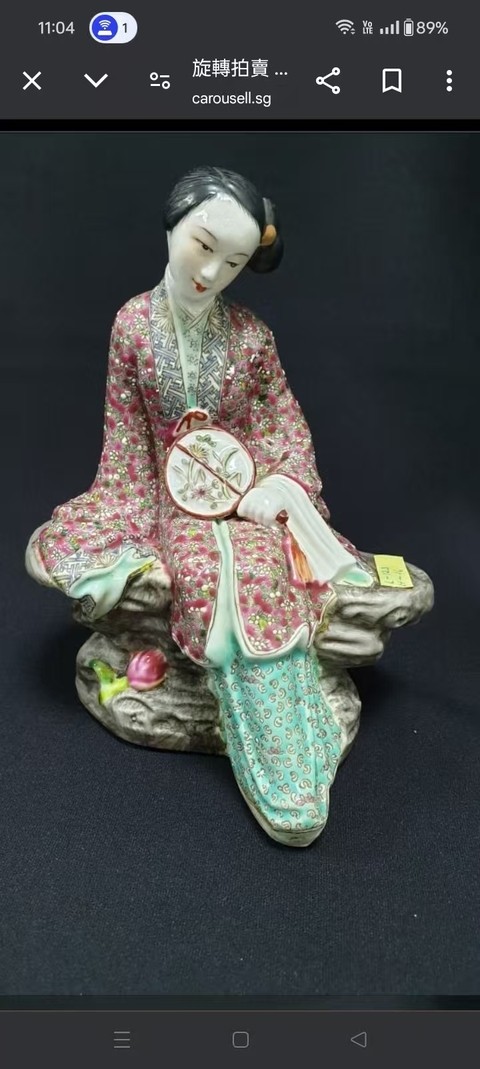 古玩陶瓷粉彩人物造像，無底圖，偏老真品鑒賞圖