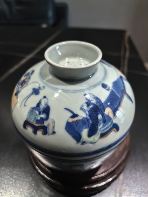 古玩陶瓷清中晚·春夜宴桃李園李白人物紋蓋缸拍賣,當(dāng)前價(jià)格8888元