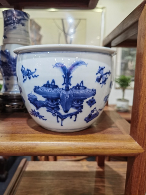 古玩陶瓷康熙青花卷缸真品鑒賞圖