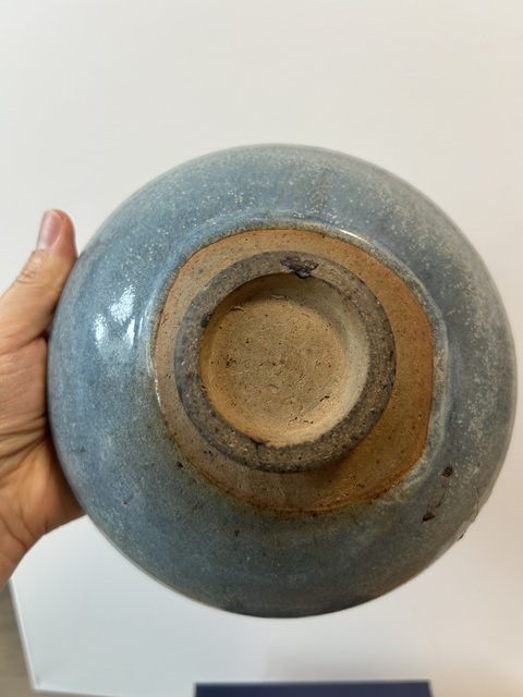 古玩陶瓷金元·鈞窯天藍釉賞碗拍賣，當前價格5000元