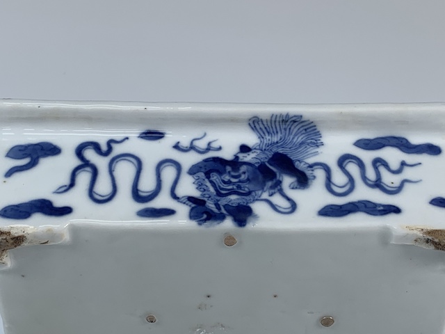 古玩陶瓷清晚期·青花獅子紋水仙盆真品鑒賞圖