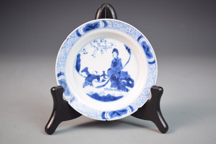 古玩陶瓷康熙青花教子圖盤拍賣，當前價格1500元