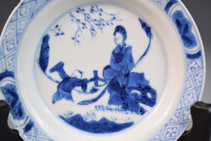 古玩陶瓷康熙青花教子圖盤拍賣，當前價格1500元