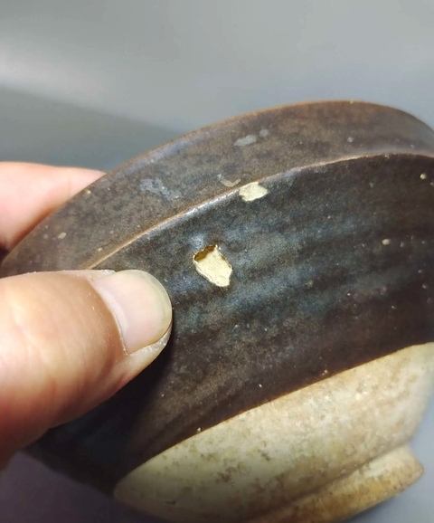 古玩陶瓷褐釉直口斗笠碗真品鑒賞圖