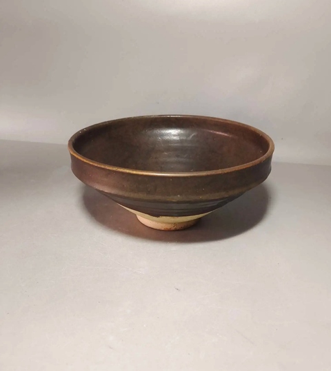 古玩陶瓷褐釉直口斗笠碗真品鑒賞圖