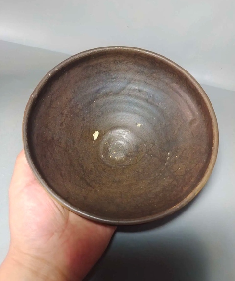 古玩陶瓷褐釉直口斗笠碗真品鑒賞圖