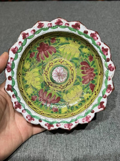 古玩陶瓷清中期粉彩大高足盤拍賣,當前價格999元