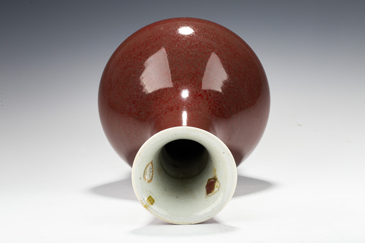 古玩陶瓷清中晚·郎紅釉賞瓶真品鑒賞圖