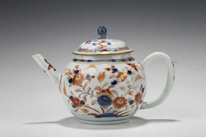 古玩陶瓷清康熙·青花礬紅描金花卉紋茶壺拍賣，當前價格2500元