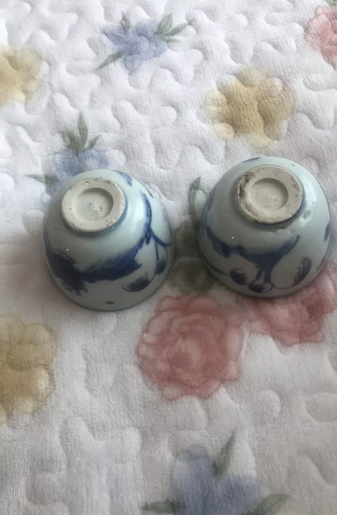 古玩陶瓷明天啟高士圖青花杯一對拍賣，當前價格5500元