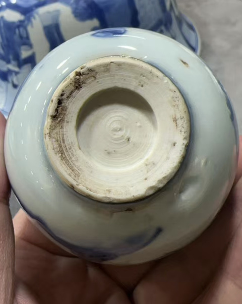 古玩陶瓷明天啟高士圖青花杯一對拍賣，當前價格5500元