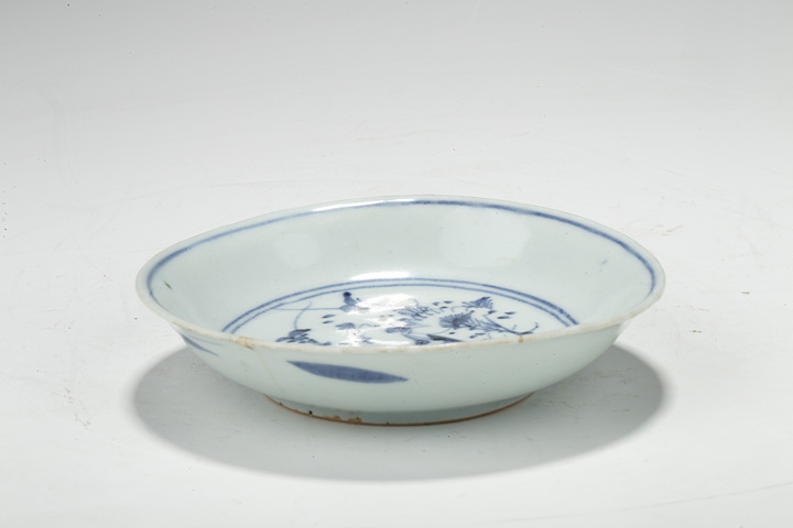 古玩陶瓷明末清初·青花花鳥紋碟拍賣,當前價格450元