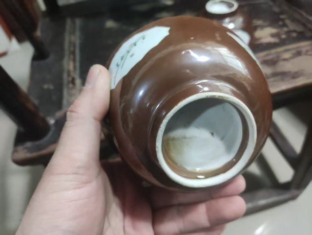 古玩陶瓷晚清民國紫金釉開光花卉紋碗一對拍賣，當前價格288元