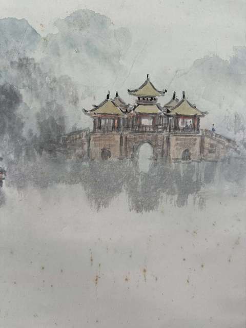古玩字畫五亭春曉真品鑒賞圖