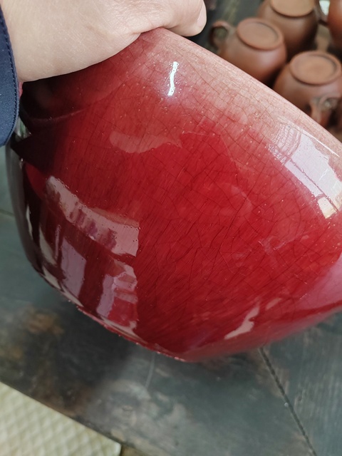 古玩陶瓷紅釉香爐真品鑒賞圖