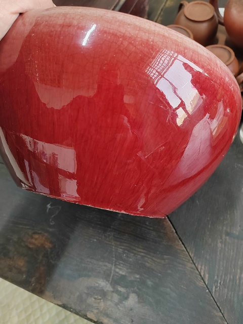 古玩陶瓷紅釉香爐真品鑒賞圖