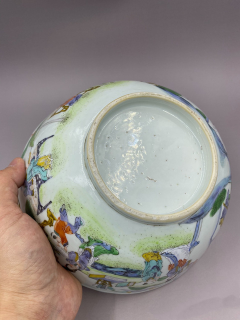 古玩陶瓷清咸豐 大尺寸五彩通景人物西廂記故事紋碗拍賣,當前價格5000元