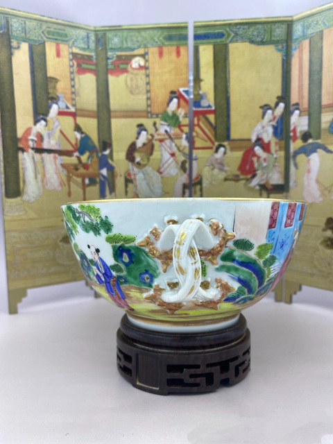 古玩陶瓷嘉道時期 廣彩人物故事紋雙耳杯拍賣，當前價格2570元